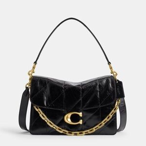 Coach CHAIN TABBY SHOULDER BAG 30 WITH QUILTING -black